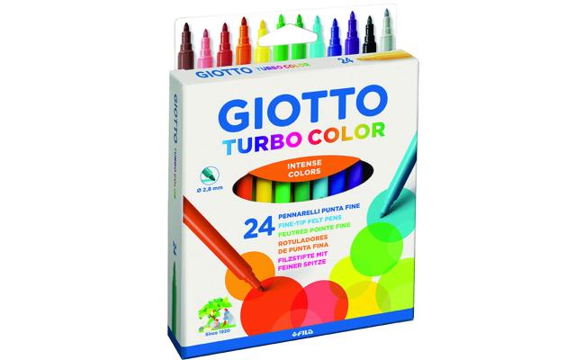 GIOTTO Turbo Color Felt Tip Fibre Pens, Fine Tip Nib 2.8mm, Pack of 24
